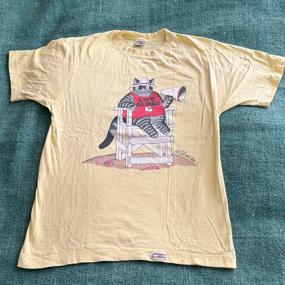 Vintage Kliban CAT Lifeguard Crazy Shirt Graphic Tee